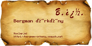 Bergman Örkény névjegykártya